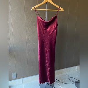 NWT XS BEBE Burgundy Satin Cowl Neck Slip Midi Dress ‼️Bundle for discount‼️